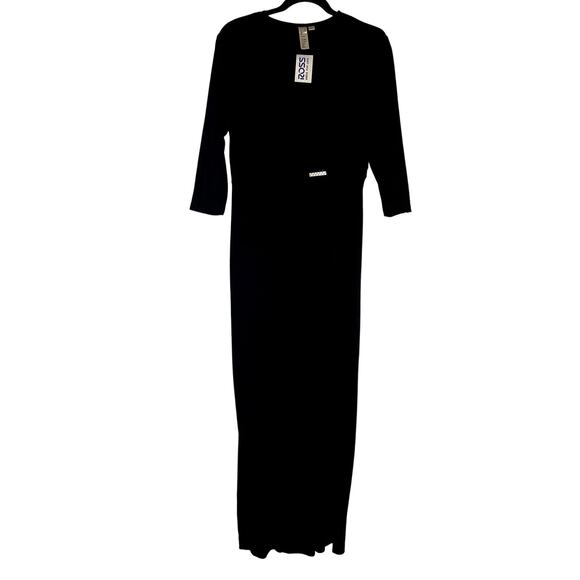Emma & Michele Size Large Black Faux Wrap Maxi Dress Evening Glamour Drape - Picture 1 of 9